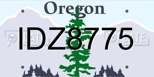IDZ8775 Oregon License Plate