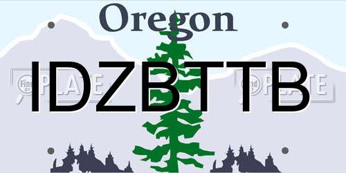 IDZBTTB Oregon License Plate