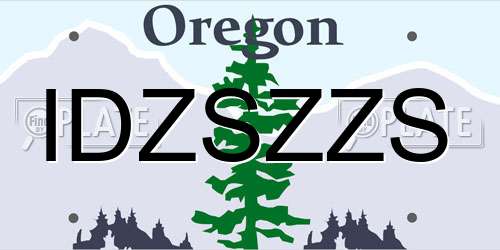 IDZSZZS Oregon License Plate