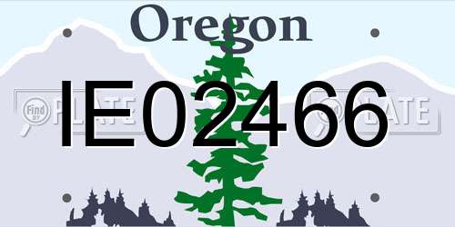 IE02466 Oregon License Plate