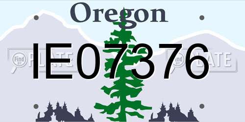 IE07376 Oregon License Plate