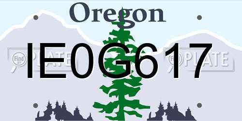 IE0G617 Oregon License Plate