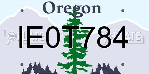 IE0T784 Oregon License Plate