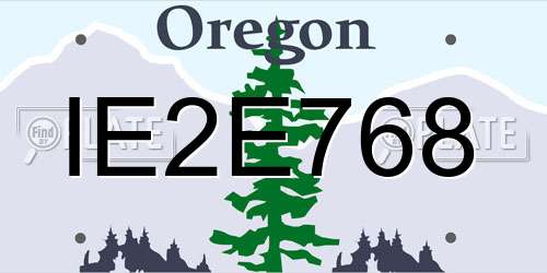 IE2E768 Oregon License Plate