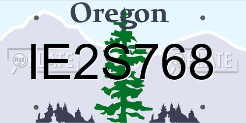 IE2S768 Oregon License Plate
