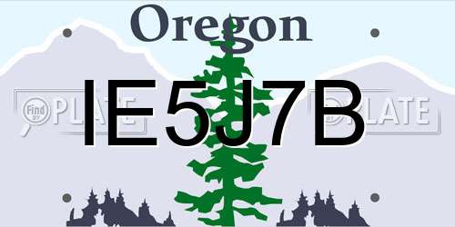 IE5J7B Oregon License Plate