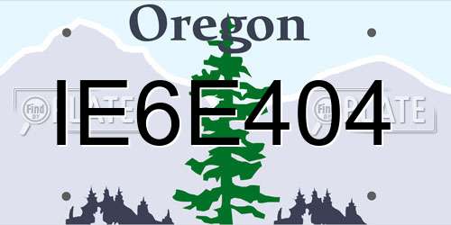 IE6E404 Oregon License Plate