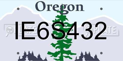 IE6S432 Oregon License Plate