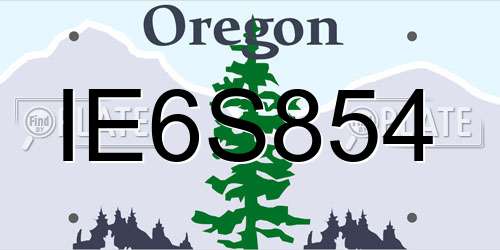 IE6S854 Oregon License Plate