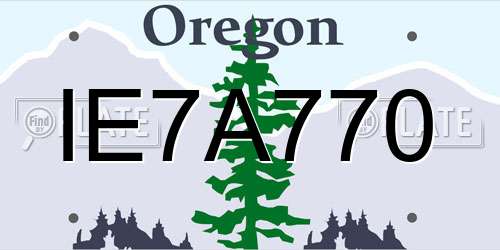 IE7A770 Oregon License Plate