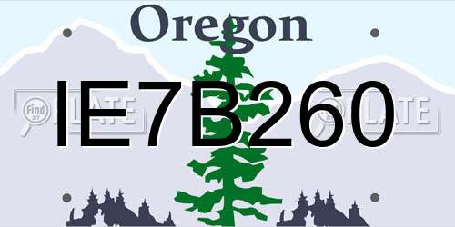 IE7B260 Oregon License Plate
