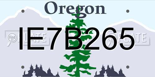 IE7B265 Oregon License Plate