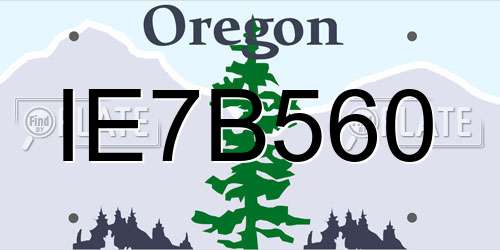 IE7B560 Oregon License Plate