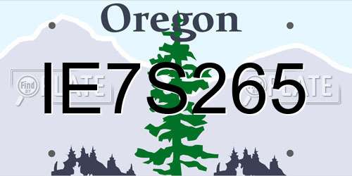 IE7S265 Oregon License Plate