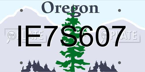 IE7S607 Oregon License Plate