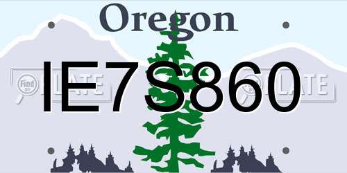 IE7S860 Oregon License Plate