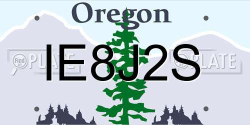 IE8J2S Oregon License Plate