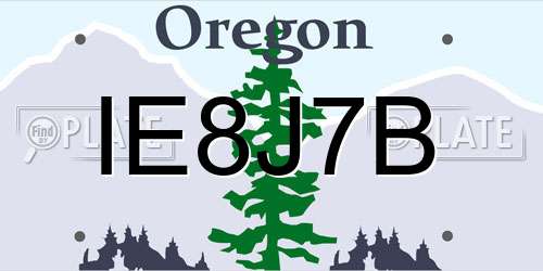 IE8J7B Oregon License Plate