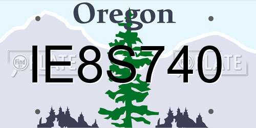IE8S740 Oregon License Plate