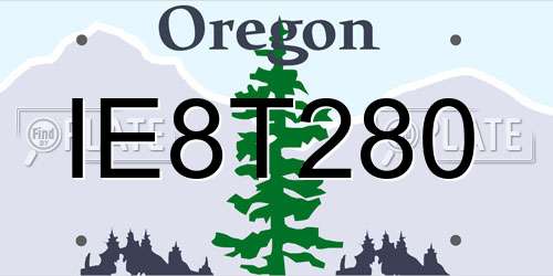 IE8T280 Oregon License Plate