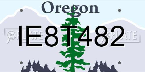 IE8T482 Oregon License Plate