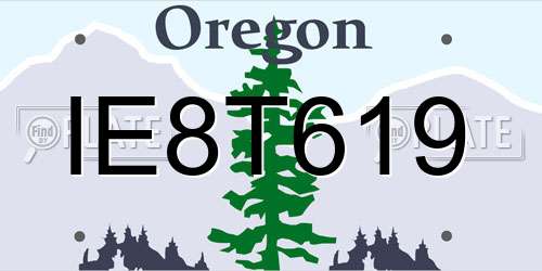 IE8T619 Oregon License Plate