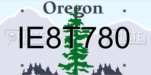 IE8T780 Oregon License Plate