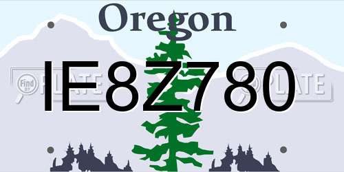 IE8Z780 Oregon License Plate