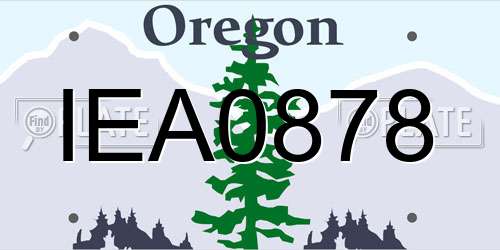 IEA0878 Oregon License Plate