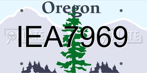 IEA7969 Oregon License Plate