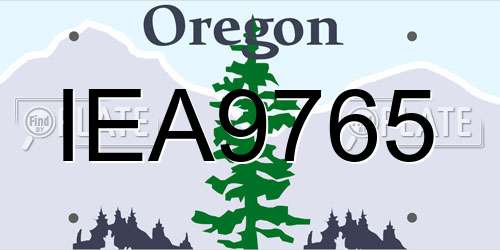 IEA9765 Oregon License Plate