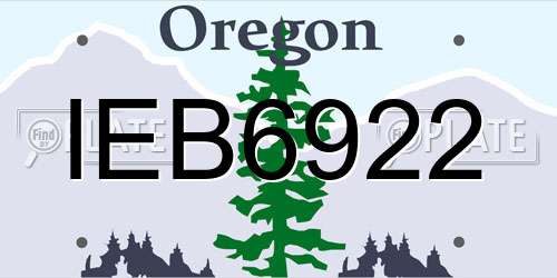 IEB6922 Oregon License Plate