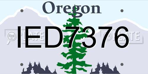 IED7376 Oregon License Plate