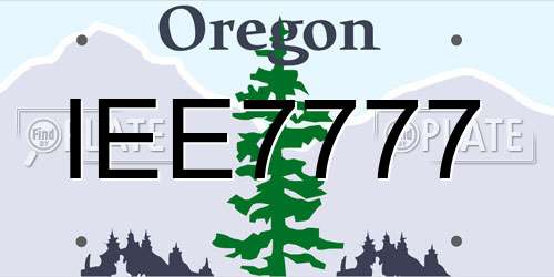 IEE7777 Oregon License Plate