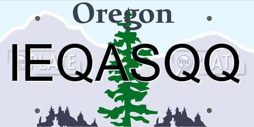 IEQASQQ Oregon License Plate