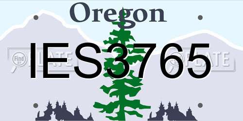 IES3765 Oregon License Plate