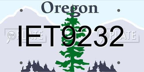 IET9232 Oregon License Plate