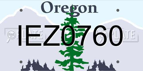 IEZ0760 Oregon License Plate