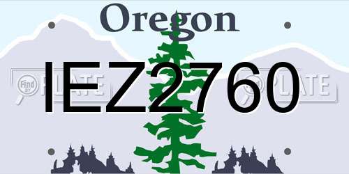 IEZ2760 Oregon License Plate