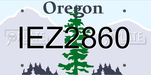 IEZ2860 Oregon License Plate