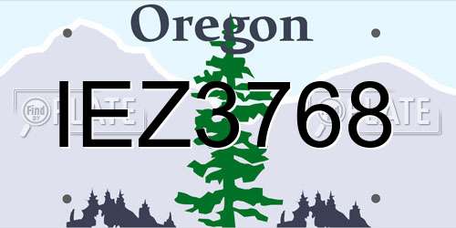 IEZ3768 Oregon License Plate