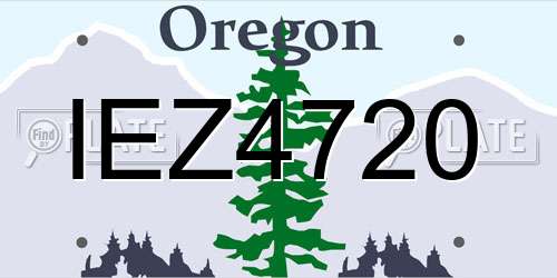 IEZ4720 Oregon License Plate