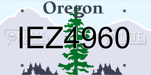 IEZ4960 Oregon License Plate