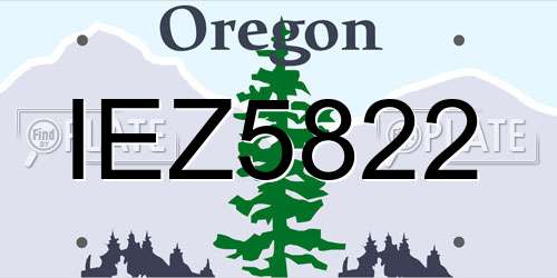 IEZ5822 Oregon License Plate
