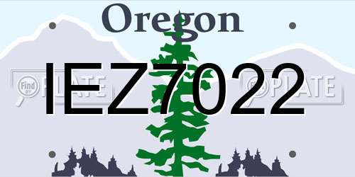 IEZ7022 Oregon License Plate
