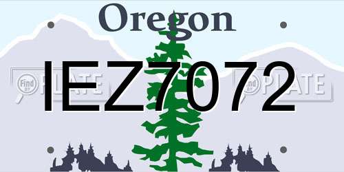 IEZ7072 Oregon License Plate