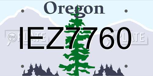 IEZ7760 Oregon License Plate