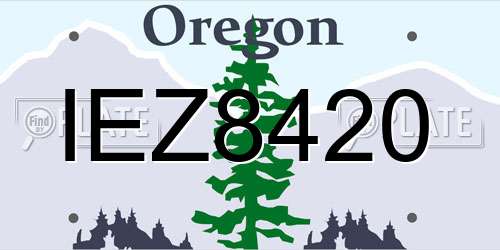 IEZ8420 Oregon License Plate
