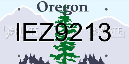 IEZ9213 Oregon License Plate
