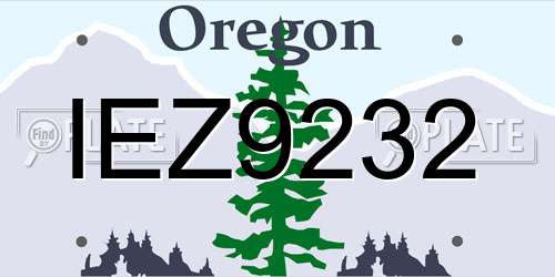 IEZ9232 Oregon License Plate